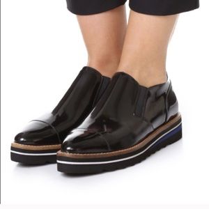 Vince black patent leather loafers